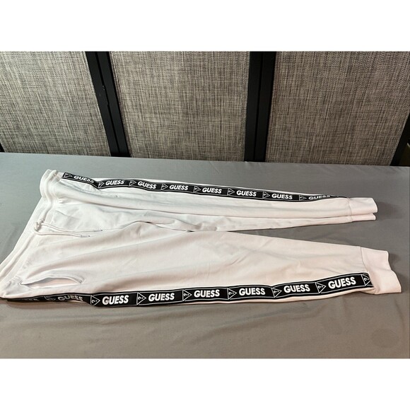 Mens Guess Sweat Pants - White Drawstring Logo - Extra Large (SU2) - Picture 1 of 6